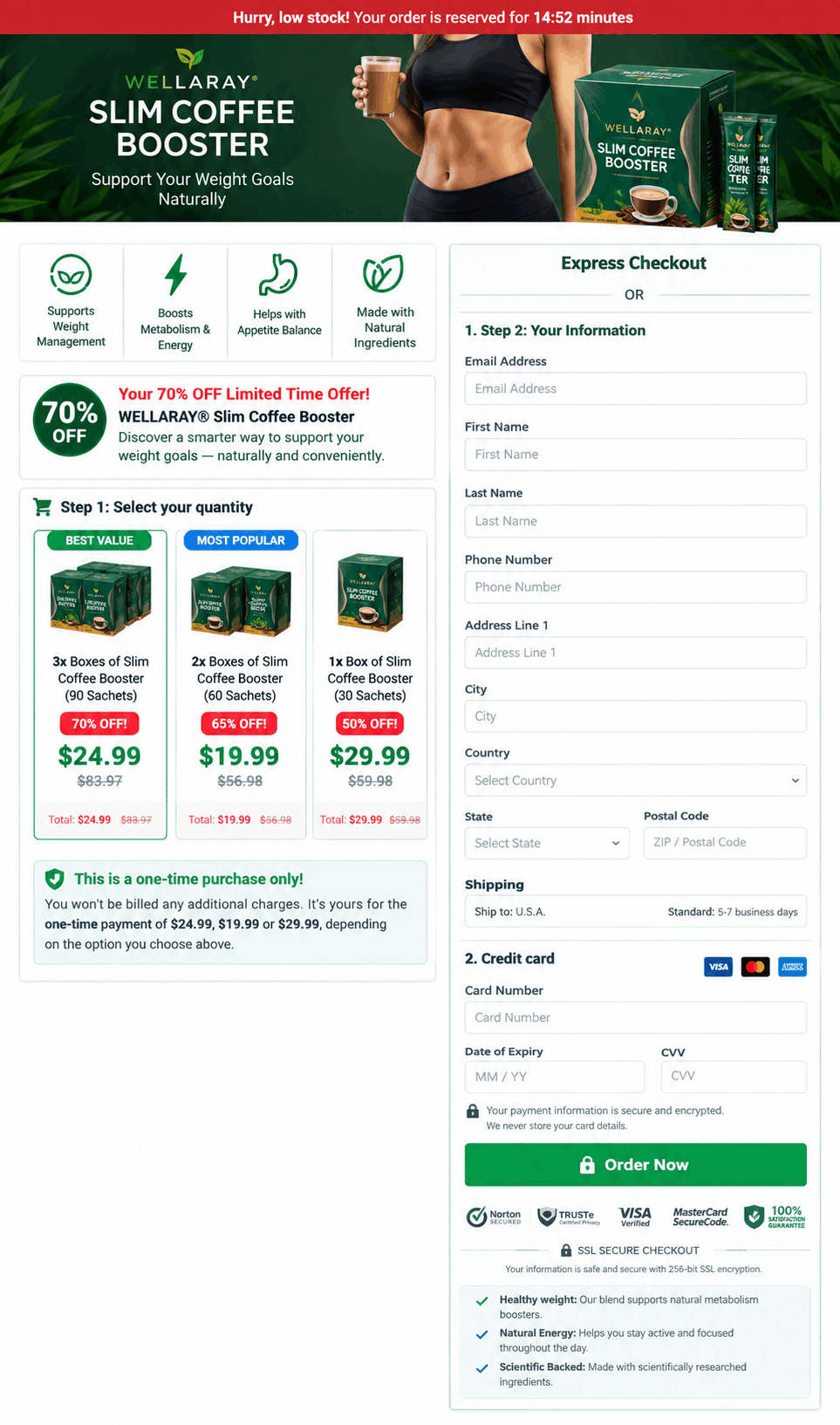 Wellaray Slim Coffee Booster Secure Checkout Page
